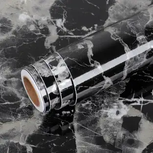 Pachet 2 x folie adeziva marmura neagra , 60 x 200 cm