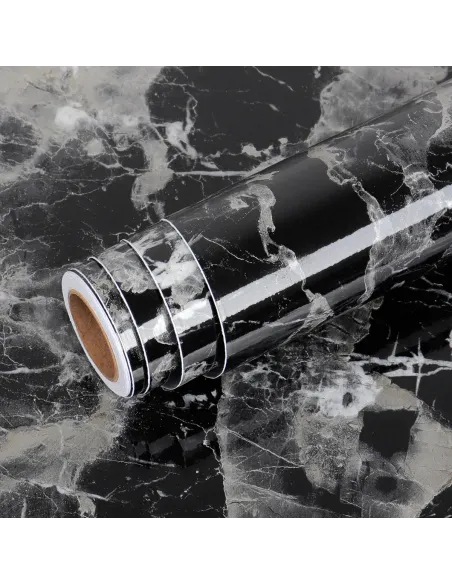 Pachet 2 x folie adeziva marmura neagra , 60 x 200 cm