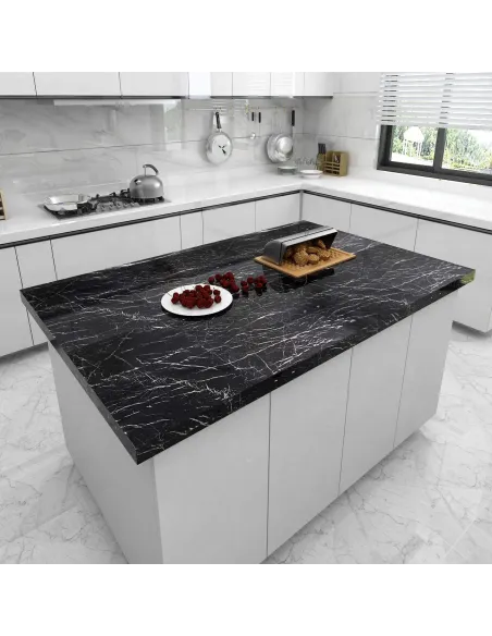 Pachet 2 x folie adeziva marmura neagra , 60 x 200 cm