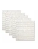Set 10 x Tapet autoadeziv, 3D (design caramida), 70*77cm, Alb