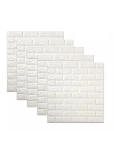 Set 10 x  Tapet autoadeziv, 3D (design caramida), 70*77cm, Alb