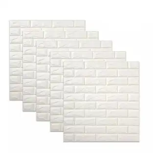 Set 10 x Tapet autoadeziv, 3D (design caramida), 70*77cm, Alb