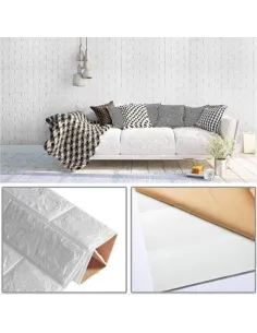Set 10 x  Tapet autoadeziv, 3D (design caramida), 70*77cm, Alb 2