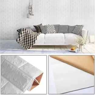 Set 10 x Tapet autoadeziv, 3D (design caramida), 70*77cm, Alb 2