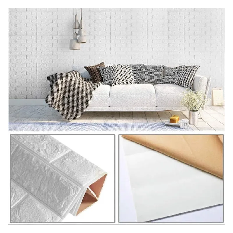 Set 10 x Tapet autoadeziv, 3D (design caramida), 70*77cm, Alb