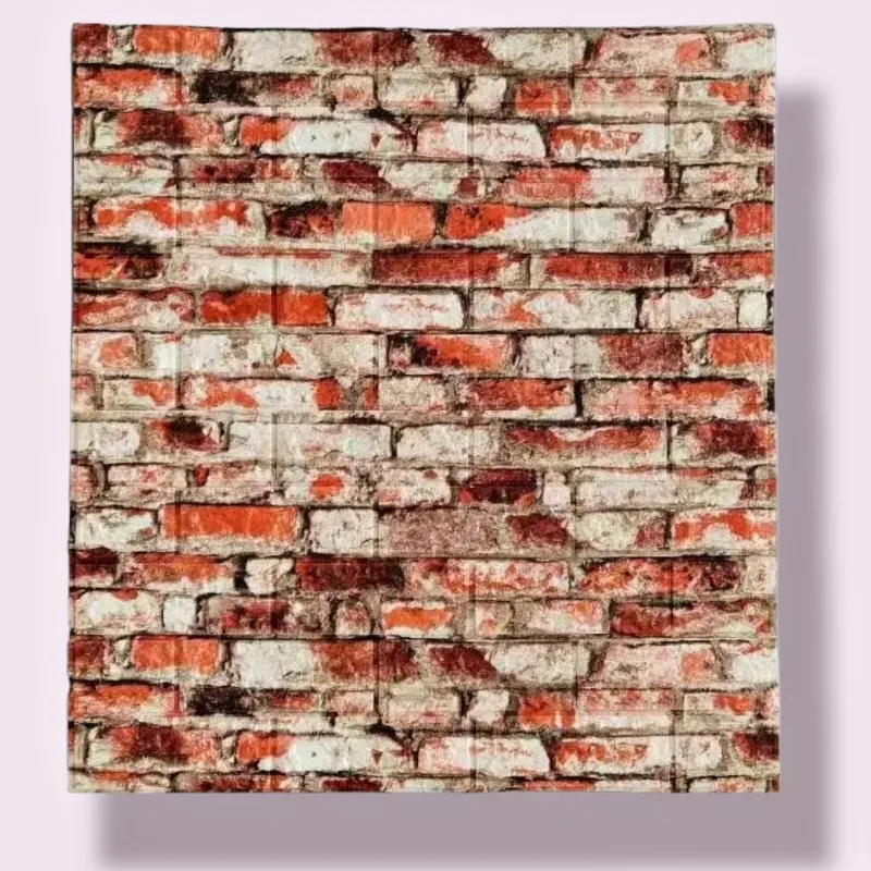 Set 5 x tapet autoadeziv spuma moale 3D, 77x70 cm , caramida rosie