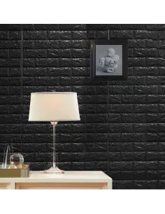 Set 5 x tapet autoadeziv spuma moale 3D, 77x70 cm-negru 2