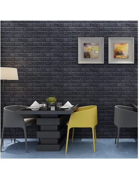 Set 5 x tapet autoadeziv spuma moale 3D, 77x70 cm-negru