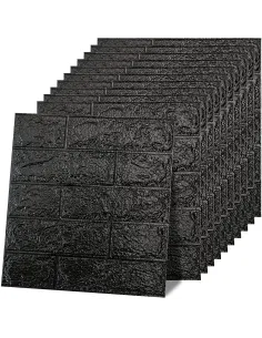 Set 5 x tapet autoadeziv spuma moale 3D, 77x70 cm-negru