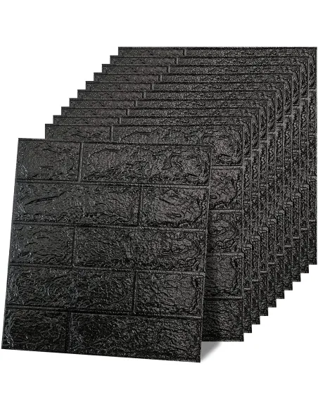 Set 5 x tapet autoadeziv spuma moale 3D, 77x70 cm-negru