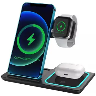 Statie 3 in 1 Qi, Fast Charger 15W, compatibila cu apple watch, airpods, iPhone