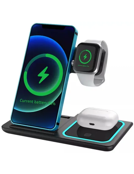 Statie 3 in 1 Qi, Fast Charger 15W, compatibila cu apple watch, airpods, iPhone