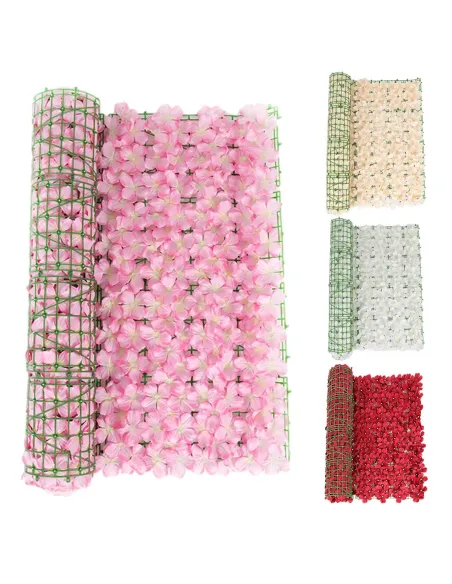 Gard artificial cu flori 100x100 cm