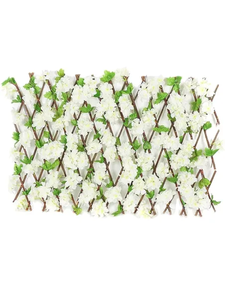 Pergola tip gard telescopic din lemn cu frunze si