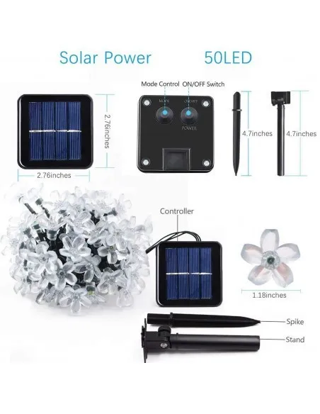 Set 2 x Instalatie solara floricele , 50 led-uri
