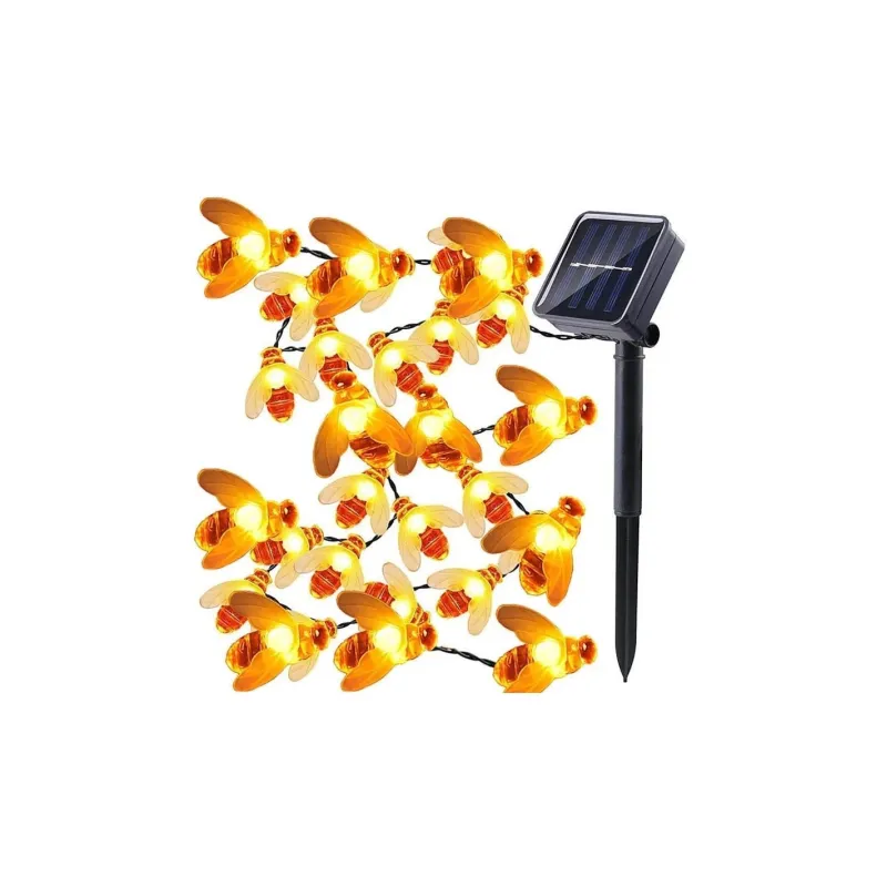 Set 2 x Instalatie solara albinute, 50 led-uri multicolor