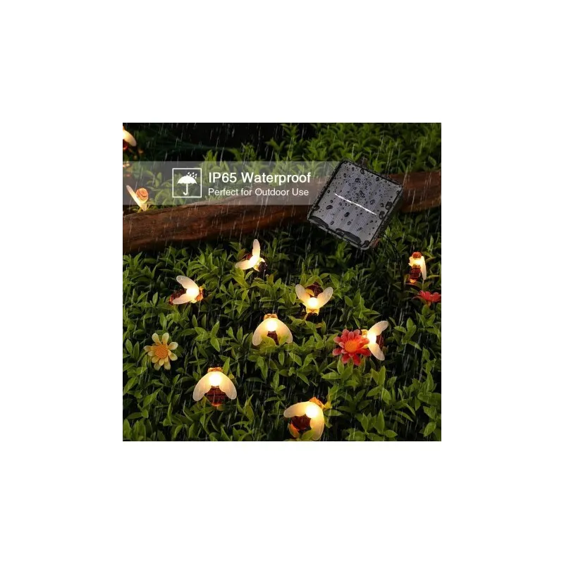 Set 2 x Instalatie solara albinute, 50 led-uri multicolor