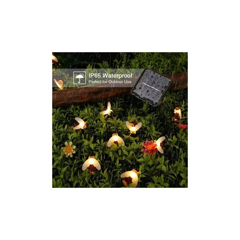 Set 2 x Instalatie solara albinute, 50 led-uri multicolor