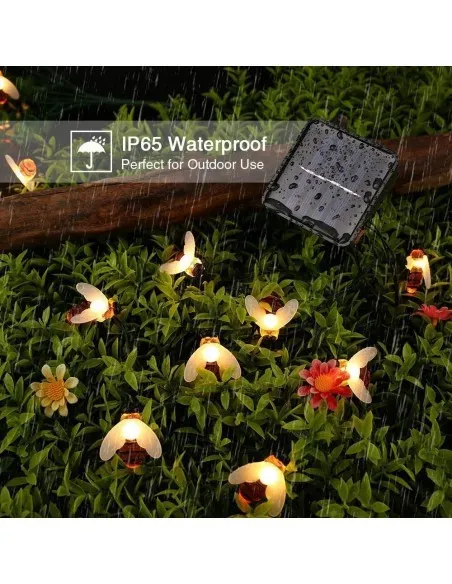 Set 2 x Instalatie solara albinute, 50 led-uri multicolor