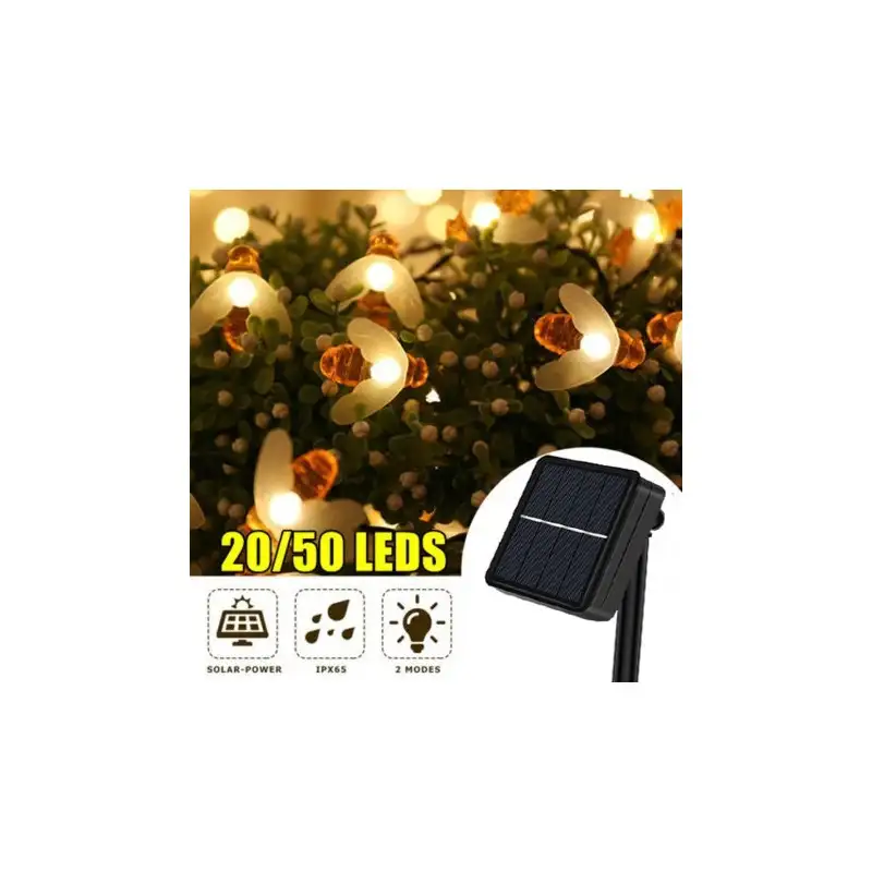 Set 2 x Instalatie solara albinute, 50 led-uri multicolor