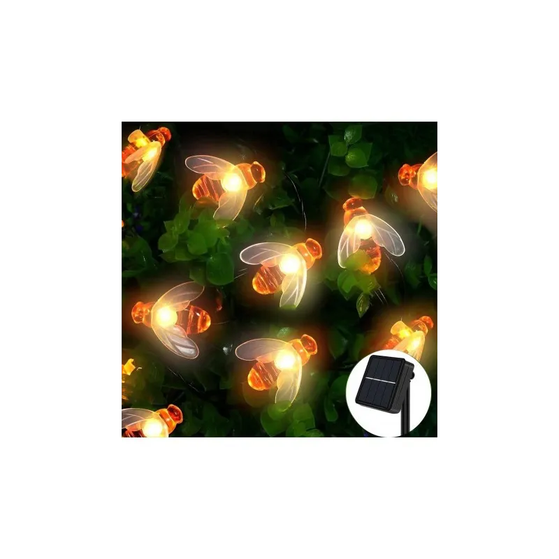 Set 2 x Instalatie solara albinute, 50 led-uri multicolor