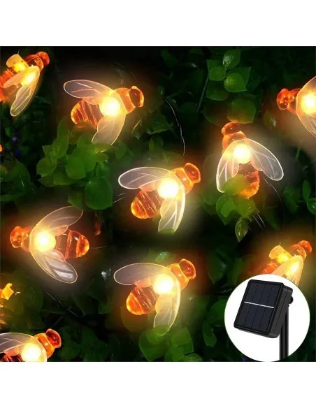 Set 2 x Instalatie solara albinute, 50 led-uri multicolor