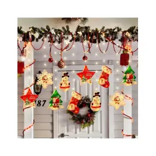 Set 2 x Perdea LED Crăciun 3m – 10 Figurine (Stea, Fulg de Nea, Moș), Interior 2