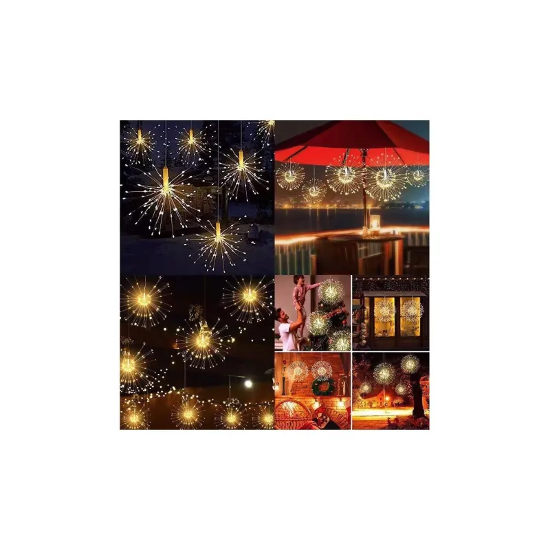 Set 3 x Instalație Tip Artificii 96 LED – Interconectabil, Diverse Culori, Interior & Exterior