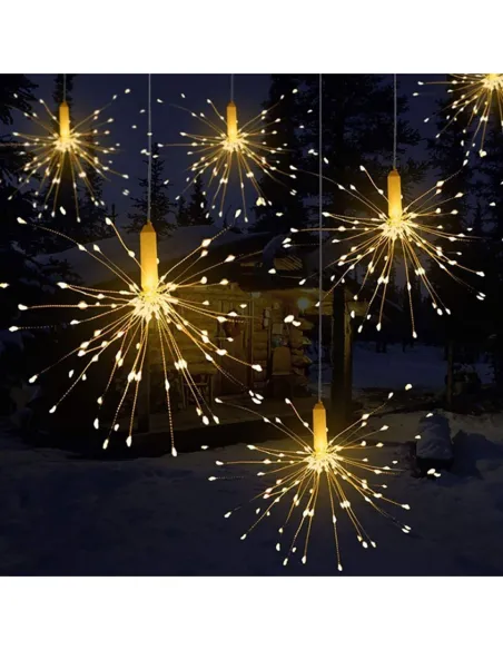 Set 2 x Instalație Tip Artificii 96 LED – Interconectabil, Diverse Culori, Interior & Exterior