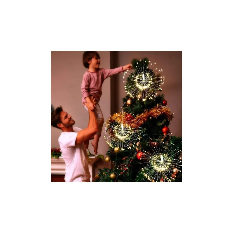 Set 2 x Instalație Tip Artificii 96 LED – Interconectabil, Diverse Culori, Interior & Exterior