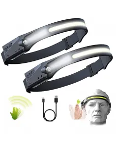 Set 2 x Lanterna frontala LED, 350 lumeni, Negru