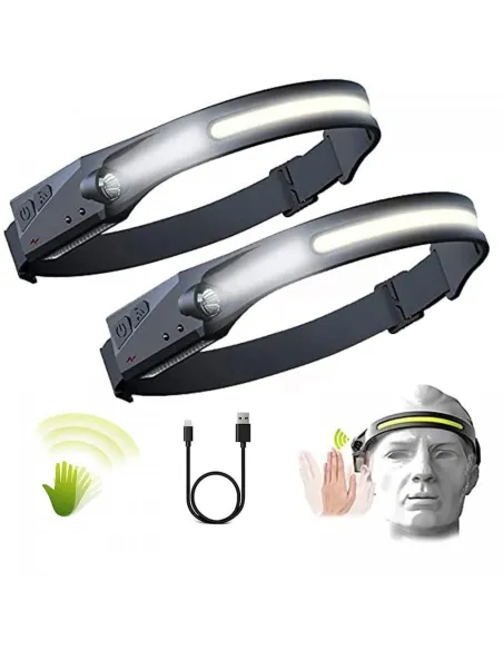 Set 2 x Lanterna frontala LED, 350 lumeni, Negru