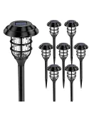Set 6 lampi solare pentru gradina, Alb rece, 40 cm, LED RGB