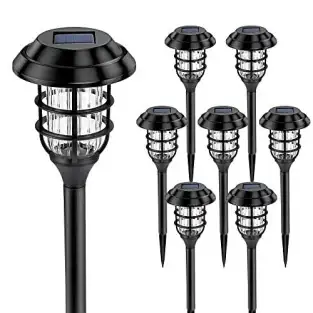 Set 6 lampi solare pentru gradina, Alb rece, 40 cm, LED RGB