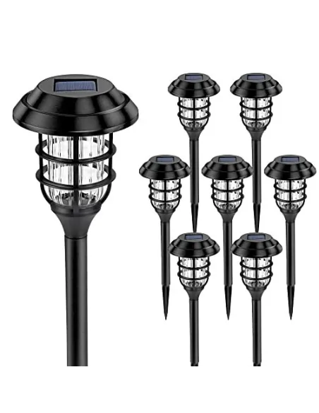 Set 6 lampi solare pentru gradina, Alb rece, 40 cm, LED RGB