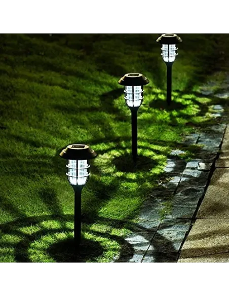 Set 6 lampi solare pentru gradina, Alb rece, 40 cm, LED RGB