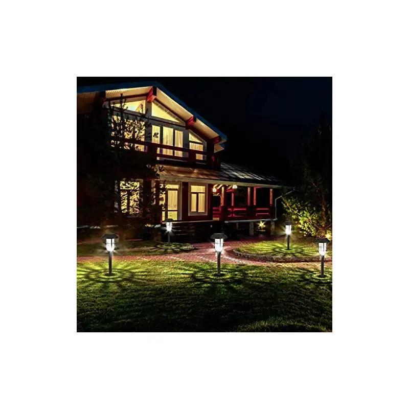 Set 6 lampi solare pentru gradina, Alb rece, 40 cm, LED RGB