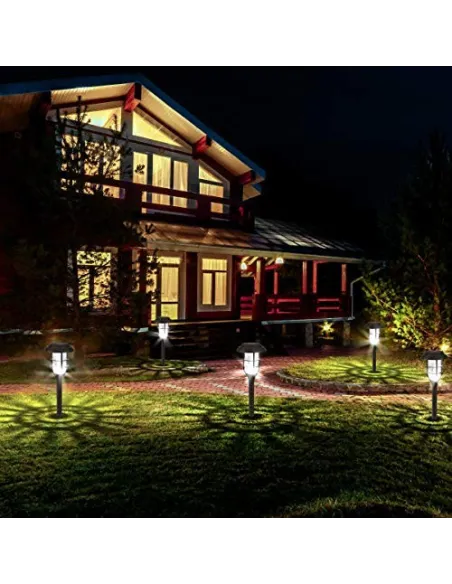 Set 6 lampi solare pentru gradina, Alb rece, 40 cm, LED RGB