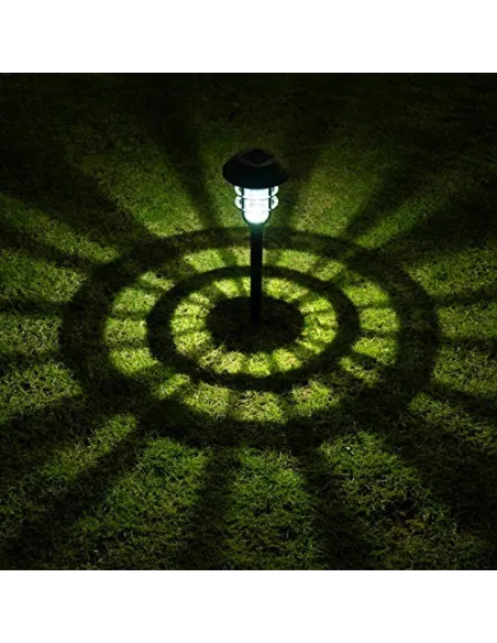 Set 6 lampi solare pentru gradina, Alb rece, 40 cm, LED RGB