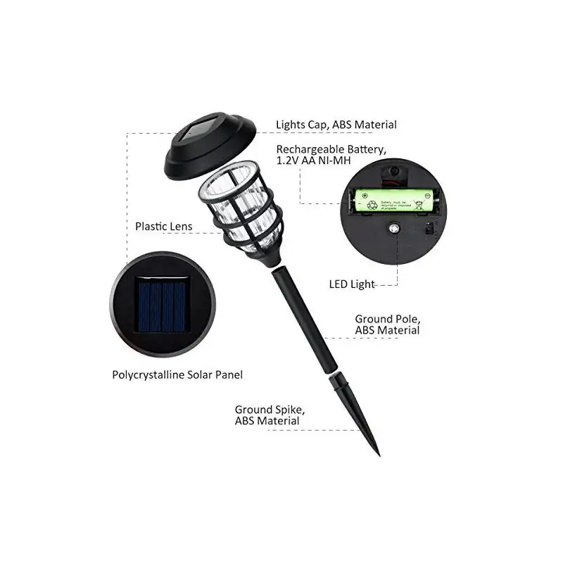 Set 6 lampi solare pentru gradina, Alb rece, 40 cm, LED RGB