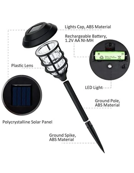 Set 6 lampi solare pentru gradina, Alb rece, 40 cm, LED RGB