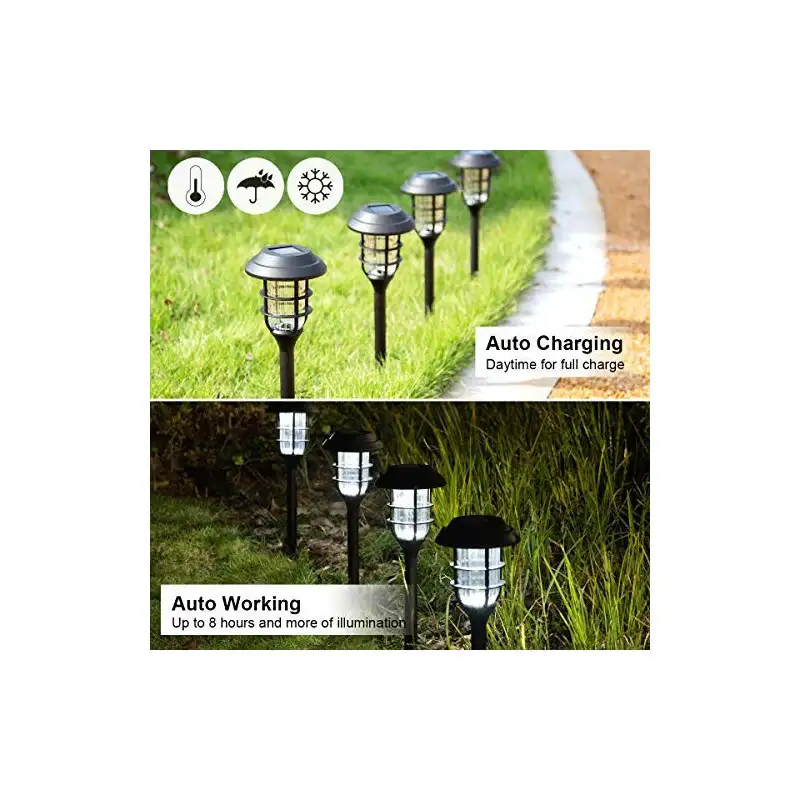 Set 6 lampi solare pentru gradina, Alb rece, 40 cm, LED RGB