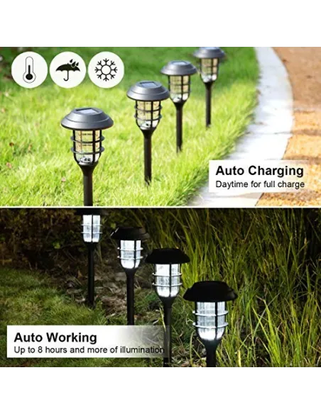 Set 6 lampi solare pentru gradina, Alb rece, 40 cm, LED RGB
