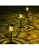 Set 6 lampi solare pentru gradina, Alb rece, 40 cm, LED RGB