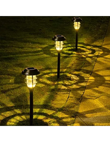 Set 6 lampi solare pentru gradina, Alb rece, 40 cm, LED RGB