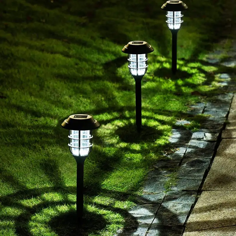 Set 6 lampi solare pentru gradina, Alb rece, 40 cm, LED RGB