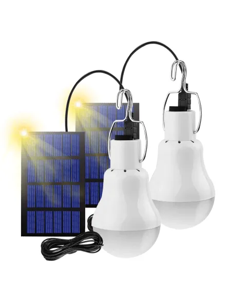 St 3 x bec portabil cu panou solar si carlig , 20 led