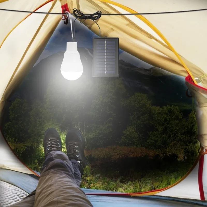 St 3 x bec portabil cu panou solar si carlig , 20 led