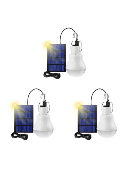 St 3 x bec portabil cu panou solar si carlig , 20 led
