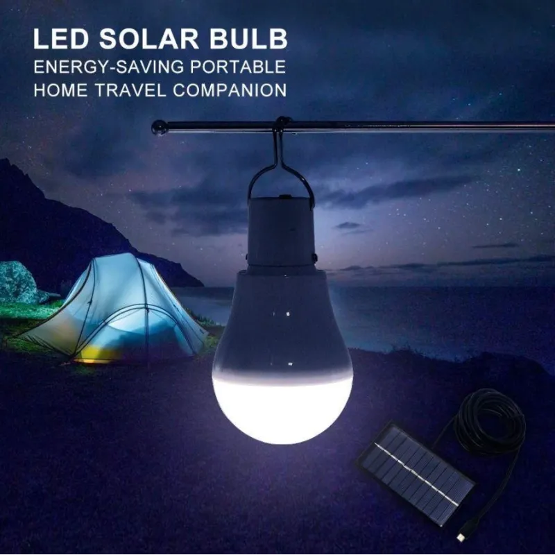 St 3 x bec portabil cu panou solar si carlig , 20 led